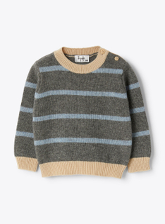 Wool sweater with a striped pattern - Grey | Il Gufo