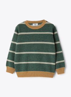 Wool sweater with a striped pattern - Green | Il Gufo