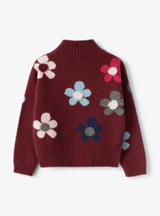 Pull en laine avec fleurs - Violet | Il Gufo
