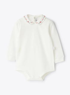 Body en jersey avec broderies - Blanc | Il Gufo
