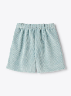Pleated corduroy bermuda shorts - Light blue | Il Gufo