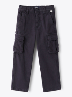 Cargo pants in stretch cotton gabardine - Blue | Il Gufo