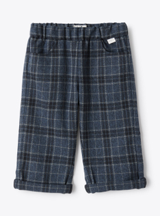 Schottenmuster Techno-Wollhose - Blau | Il Gufo
