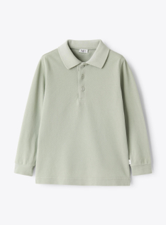 Long-sleeve piqué polo shirt - Green | Il Gufo