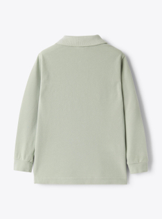 Long-sleeve piqué polo shirt - Green | Il Gufo