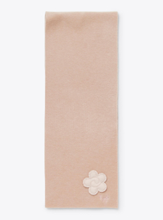 Fleece scarf with floral appliqué - Pink | Il Gufo