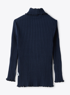 Ribbed turtleneck T-shirt - Blue | Il Gufo