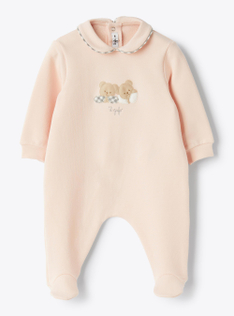 Stretch cotton fleece jumpsuit with little bears - Pink | Il Gufo