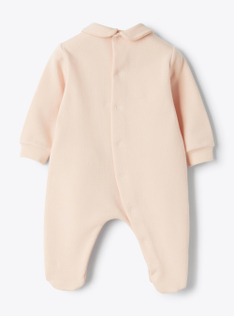 Stretch cotton fleece jumpsuit with appliqué - Pink | Il Gufo