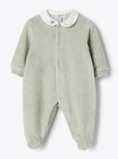 Chenille jumpsuit with embroidery - Light blue | Il Gufo