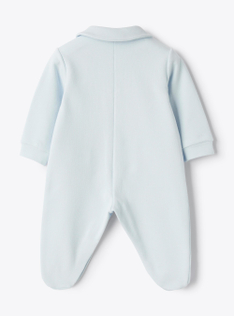 Tutina in felpa stretch con orsetto - Azzurro | Il Gufo