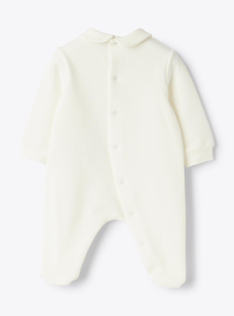 Tutina in felpa stretch con ricamo - Bianco | Il Gufo