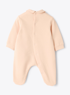 Combinaison en molleton de coton stretch avec détails brodés - Rose | Il Gufo
