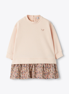 Baumwollfleece- und Liberty-Stoffkleid - Rose | Il Gufo