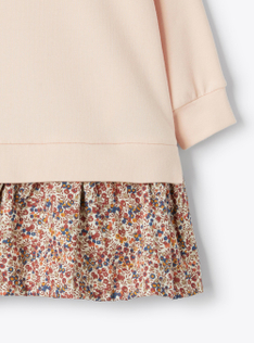 Baumwollfleece- und Liberty-Stoffkleid - Rose | Il Gufo