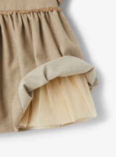 techno-wool with elastic puff sleeves. - Brown | Il Gufo