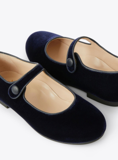 Ballerine in velluto liscio - Blu | Il Gufo