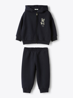 Sweatshirt-Anzug mit Hündchen - Blau | Il Gufo