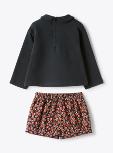 Ensemble en sweat et velours - Bleu | Il Gufo