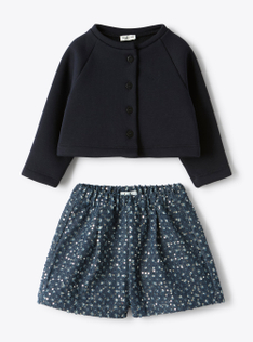 Sweatshirt and denim set with sequins - Blue | Il Gufo