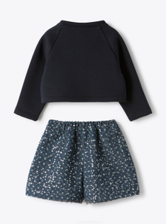 Sweatshirt and denim set with sequins - Blue | Il Gufo