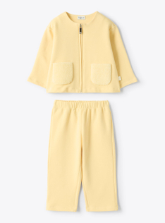 Completo in felpa con tasche applicate - Giallo | Il Gufo