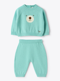 Two-piece wool set - Light blue | Il Gufo