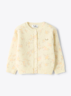 Cardigan en fil de mélange d'alpaga à motif floral - Blanc | Il Gufo