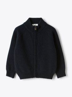 Wool cardigan with patch - Blue | Il Gufo