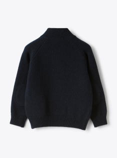 Wool cardigan with patch - Blue | Il Gufo