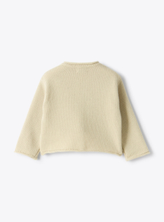 Wool cardigan with floral embroidery - Beige | Il Gufo