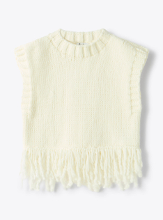 Knit vest with fringes - White | Il Gufo