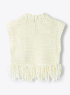 Knit vest with fringes - White | Il Gufo