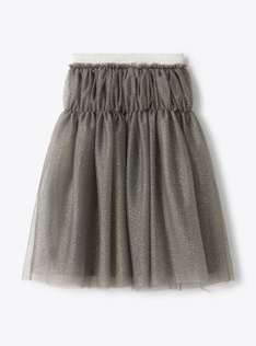 Tulle skirt with micro glitter - Grey | Il Gufo