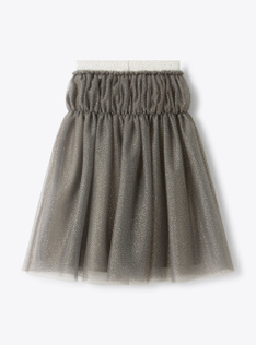 Tulle skirt with micro glitter - Grey | Il Gufo
