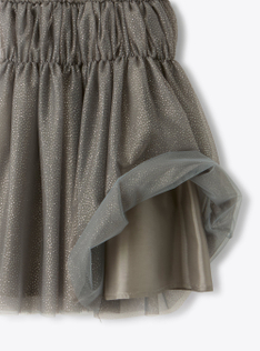Tulle skirt with micro glitter - Grey | Il Gufo