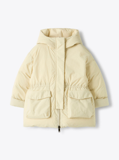 Down jacket with hood in recycled nylon - Бежевый | Il Gufo