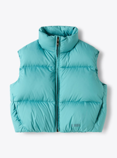 Boxy vest in microfiber nylon - Light blue | Il Gufo