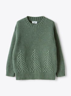 Maglione in misto cotone con ricami - Verde | Il Gufo
