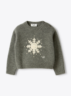 Wool sweater with snowflake design - Grey | Il Gufo