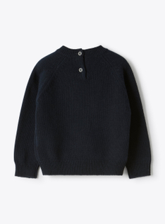 Merino wool sweater with a dachshund design - Blue | Il Gufo