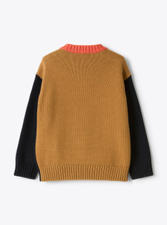 Pull en coton organique color block - Bleu | Il Gufo