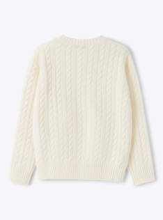 Maglione a trecce in lana - Bianco | Il Gufo