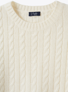 Maglione a trecce in lana - Bianco | Il Gufo