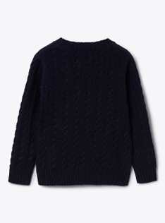Maglione a trecce in lana - Blu | Il Gufo