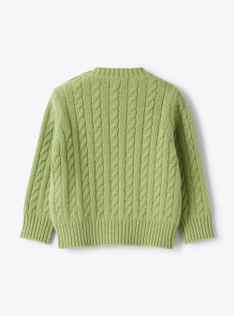 Maglione a trecce in lana - Verde | Il Gufo