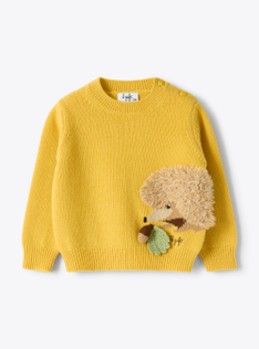 Wool sweater with hedgehog design - Yellow | Il Gufo