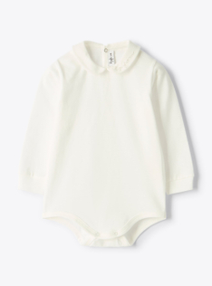 Body in jersey di cotone con ricamo - Bianco | Il Gufo