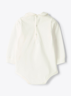 Body in jersey di cotone con ricamo - Bianco | Il Gufo