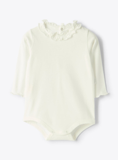 Cotton jersey body with ruffles - White | Il Gufo